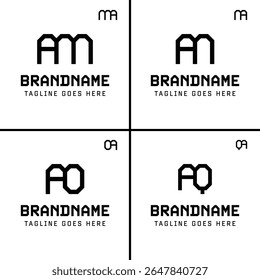 Letters AM MA AN NA AO OA AQ QA Monogram Logo, for business with AM MA AN NA AO OA AQ QA initials