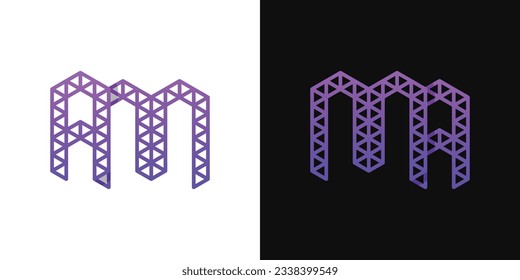Letters AM and MA Polygon Logo Set, suitable for business related to polygon with AM and MA initials.