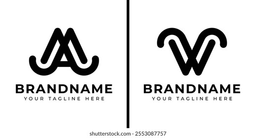 Letras MA y VW Monogram Logo, adecuado para cualquier negocio con iniciales AM MA VW o MV