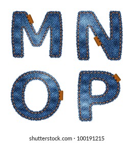 Letters made from denim fabric