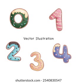 The letters are made as ginger cookies coated with chocolate and sprinkles.Watercolor, Vector IllusIllustration.