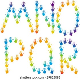 Letters made from hand prints