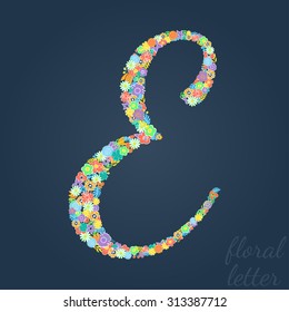 Letters made of leaves and flowers.