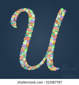 Letters made of leaves and flowers.