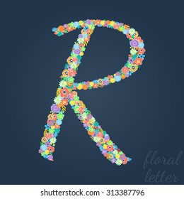 Letters made of leaves and flowers.