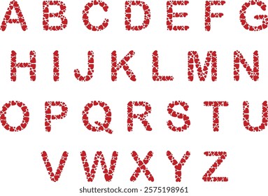 letters made of red hearts. vector graphics. Love, Valentine's Day, February 14th, English alphabet. background for the design.