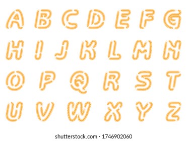The letters are made from rice grains for various logo designs. Vector