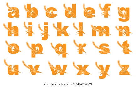 The letters are made from rice grains for various logo designs. Vector