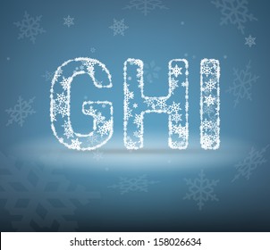 Letters made ?from snowflakes