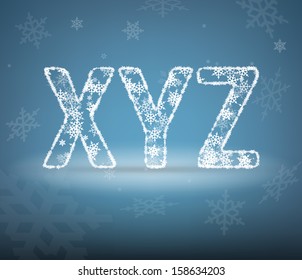 Letters made Ã?Â¢??Ã?Â¢??from snowflakes