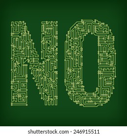 Letters made of tracks printed circuit boards