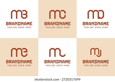 Letras MB MC MD ME ML MJ Monogram Logo Set, para BM CM DM EM LM JM iniciales