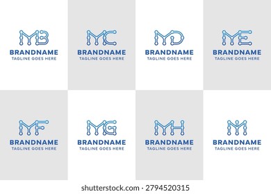 Letters MB MC MD ME MF MG MH MI Technology Logo