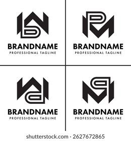Letters MB MP WD WQ Monogram Logo Set, for MB BM MP PM WD DW WQ QW initials