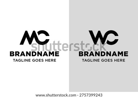 Letters MC WC Monogram Logo Set, suitable for MC CM WC CW Initials Brand