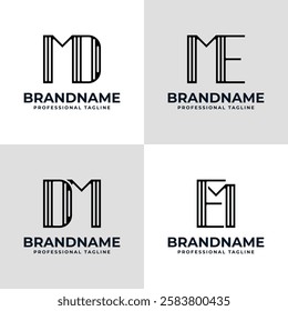 Letters MD DM ME EM Stripe Logo, suitable for any business with MD DM ME EM initials