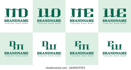 Letters MD DM WD DW ME EM WE EW Monogram Logo Set