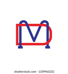 letters md simple linked line logo vector