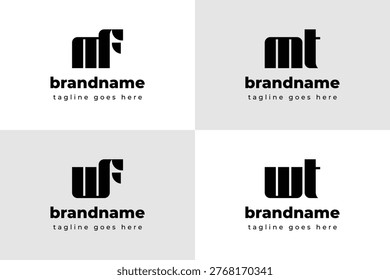 Letters MF MT WF WT Monogram Logo Set, for FM TM FW TW Initials