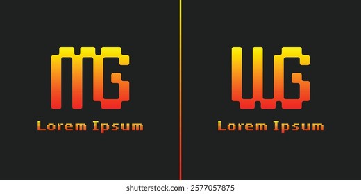Letters MG and WG Pixel Monogram Logo, suitable for any business with MG GM WG GW initials