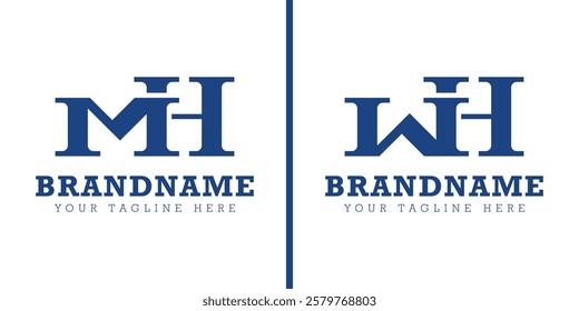 Letters MH and WH Monogram Logo, for business with MH HM WH HW initials