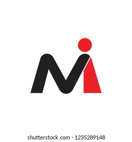 letters mi simple logo vector