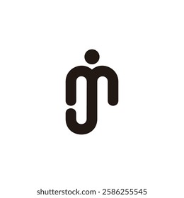 letters mj simple loop dot curve logo vector 