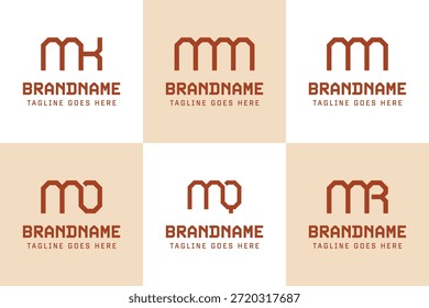 Buchstaben MK MM MN MO MQ MR Monogramm Logo Set, für KM M NM OM QM RM Initialen