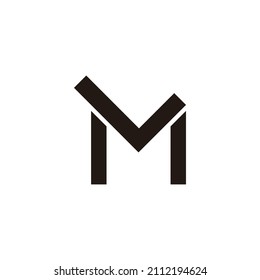 letters ml simple linked line geometric logo vector
