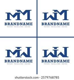 Letters MM MW WM WW Monogram Logo, for business with MM MW WM WW initials