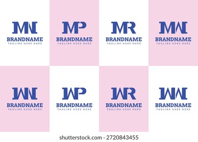 Letras MN MP MR MW WN WP WR WW Monogram Luxury Logo Set, para NM PM RM WM NW PW RW W iniciais