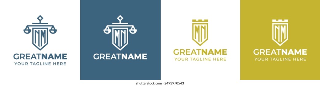 Letters MN and NM Legal Defense Logo, Perfect for Law Firms and Attorneys