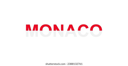 Letters Monaco in the style of the country flag. Monaco word in national flag style. Vector illustration.