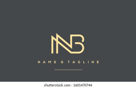 Letters monogram icon logo NB,BN,B and N