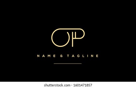 Letters monogram icon logo OP,PO,O and P