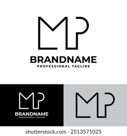 Letters MP and PM Monogram Logo, made in monoline for MP or PM initials