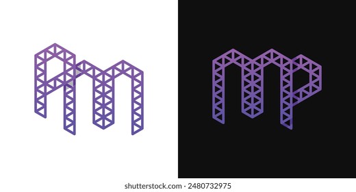 Buchstaben MP und PM Polygon Logo, geeignet für Unternehmen im Zusammenhang mit Polygon mit PM oder MP Initialen