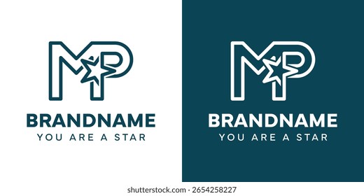 Letras MP Star Monogram Logo, representando sucesso, liberdade e premium