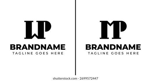 Buchstaben MP und WP Monogramm Logo Set, geeignet für jedes Geschäft mit MP PM WP PW Initialen