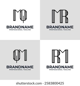 Letters MQ QM MR RM Stripe Logo, suitable for any business with MQ QM MR RM initials