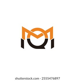 letters mq simple slice colorful logo vector 