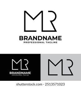 Letras MR e RM Monogram Logo, feito em monolina para as iniciais MR ou RM