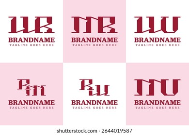 Letras MR RM WR RW WU UW Monograma Conjunto de Logotipos