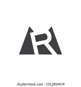 letters mr simple negative space triangle geometric logo