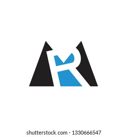 letters mr simple negative space triangle geometric logo