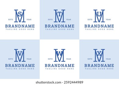 Letters MS MT MU MV MW MX Monogram Serif Logo, for business with SM TM UM VM WM XM initials