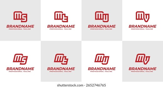 Letras MS MT MU MV Logo Monogram Set, para iniciais SM TM UM VM