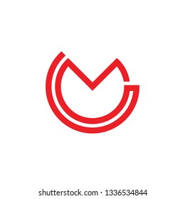 letters mu simple circle linked line logo vector