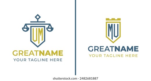 Letters MU and UM Legal Defense Logo, Perfect for Law Firms and Attorneys