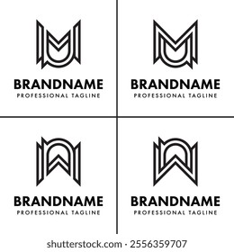 Letters MU and WN Monogram Logo Set, suitable for any business with MU UM WN or NW initials